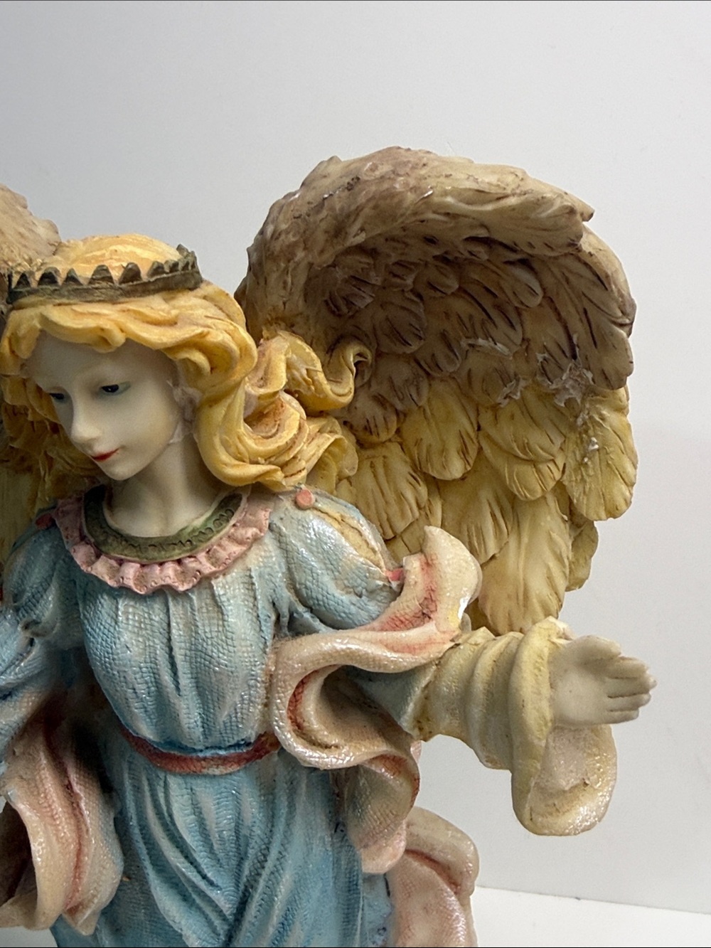 Decorative Angel Figurine in Blue and Cream - Home Art - Picture 2 of 7